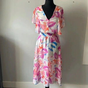 DKNY |  Floral Ruffle Hi- Low Dress